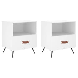 vidaXL Bedside Cabinet Bed Table Nightstand Side Table Black Engineered Wood - white, 2 pcs