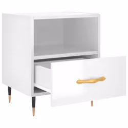 vidaXL Bedside Cabinets Side Table Nightstand 2 pcs Sonoma Oak Engineered Wood - high gloss white, 1 pcs - Additional view 2