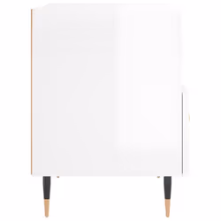 vidaXL Bedside Cabinets Side Table Nightstand 2 pcs Sonoma Oak Engineered Wood - high gloss white, 1 pcs - Additional view 4