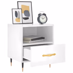 vidaXL Bedside Cabinets Side Table Nightstand 2 pcs Sonoma Oak Engineered Wood - high gloss white, 1 pcs - Additional view 6