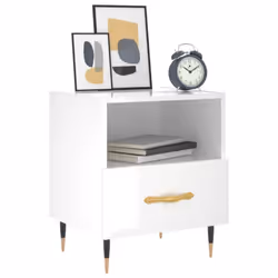 vidaXL Bedside Cabinets Side Table Nightstand 2 pcs Sonoma Oak Engineered Wood - high gloss white, 1 pcs - Additional view 7