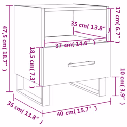 vidaXL Bedside Cabinets Side Table Nightstand 2 pcs Sonoma Oak Engineered Wood - smoked oak, 2 pcs