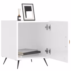 vidaXL Bedside Cabinet Bed Table Nightstand Side Table White Engineered Wood - high gloss white, 1 pcs - Additional view 7