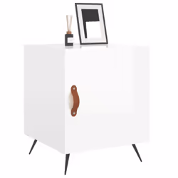 vidaXL Bedside Cabinet Bed Table Nightstand Side Table White Engineered Wood - high gloss white, 1 pcs - Additional view 8