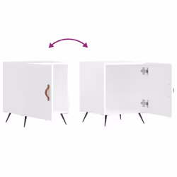vidaXL Bedside Cabinet Bed Table Nightstand Side Table White Engineered Wood - high gloss white, 2 pcs - Additional view 8