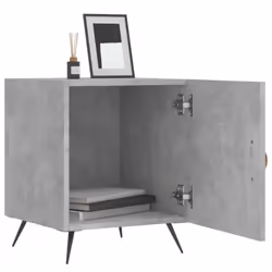 vidaXL Bedside Cabinet Bed Table Nightstand Side Table White Engineered Wood - concrete grey, 2 pcs - Additional view 2