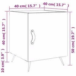 vidaXL Bedside Cabinet Bed Table Nightstand Side Table White Engineered Wood - concrete grey, 2 pcs - Additional view 3
