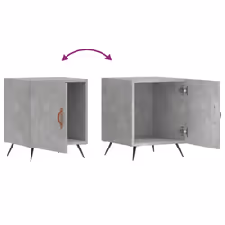 vidaXL Bedside Cabinet Bed Table Nightstand Side Table White Engineered Wood - concrete grey, 2 pcs - Additional view 8