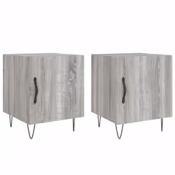 vidaXL Bedside Cabinet Bed Table Nightstand High Gloss White Engineered Wood - grey sonoma, 2 pcs