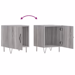 vidaXL Bedside Cabinet Bed Table Nightstand High Gloss White Engineered Wood - grey sonoma, 2 pcs - Additional view 8