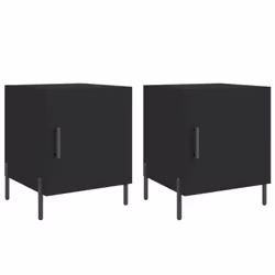 vidaXL Bedside Cabinet Bedside Table Nightstand Bedstand Black Engineered Wood - black, 2 pcs