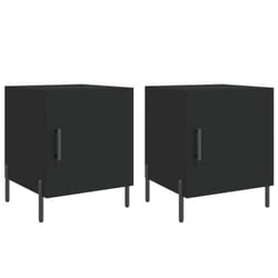 vidaXL Bedside Cabinet Bedside Table Nightstand Bedstand Black Engineered Wood - black, 2 pcs