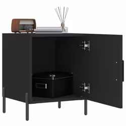 vidaXL Bedside Cabinet Bedside Table Nightstand Bedstand Black Engineered Wood - black, 2 pcs