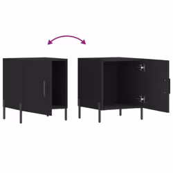 vidaXL Bedside Cabinet Bedside Table Nightstand Bedstand Black Engineered Wood - black, 2 pcs - Additional view 8