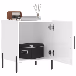 vidaXL Bedside Cabinet Bedside Table Nightstand Bedstand Black Engineered Wood - high gloss white, 1 pcs