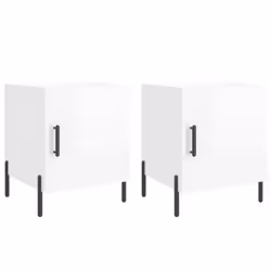 vidaXL Bedside Cabinet Bedside Table Nightstand Bedstand Black Engineered Wood - high gloss white, 2 pcs