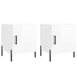 vidaXL Bedside Cabinet Bedside Table Nightstand Bedstand Black Engineered Wood - high gloss white, 2 pcs