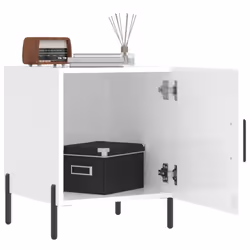 vidaXL Bedside Cabinet Bedside Table Nightstand Bedstand Black Engineered Wood - high gloss white, 2 pcs
