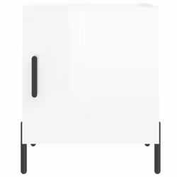 vidaXL Bedside Cabinet Bedside Table Nightstand Bedstand Black Engineered Wood - high gloss white, 2 pcs - Additional view 5