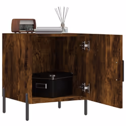 vidaXL Bedside Cabinet Bedside Table Nightstand Bedstand Black Engineered Wood - smoked oak, 1 pcs