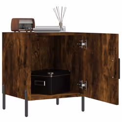 vidaXL Bedside Cabinet Bedside Table Nightstand Bedstand Black Engineered Wood - smoked oak, 2 pcs