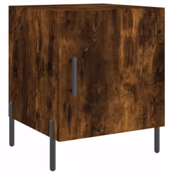 vidaXL Bedside Cabinet Bedside Table Nightstand Bedstand Black Engineered Wood - smoked oak, 2 pcs - Additional view 4