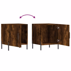 vidaXL Bedside Cabinet Bedside Table Nightstand Bedstand Black Engineered Wood - smoked oak, 2 pcs - Additional view 8