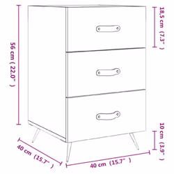 vidaXL Bedside Cabinets Side Table Bed Cabinet Nightstand Engineered Wood - smoked oak