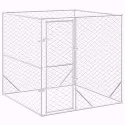 vidaXL Outdoor Dog Kennel Pet Cage Dog House Pet Crate Silver Galvanised Steel