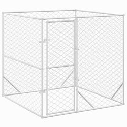 vidaXL Outdoor Dog Kennel Pet Cage Dog House Pet Crate Silver Galvanised Steel