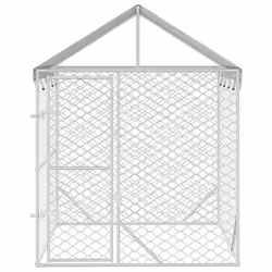 vidaXL Outdoor Dog Kennel Dog House Pet Crate with Roof Silver Galvanised Steel
