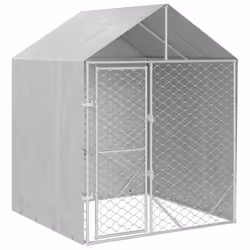 vidaXL Outdoor Dog Kennel Dog House Pet Crate with Roof Silver Galvanised Steel