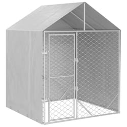 vidaXL Outdoor Dog Kennel Dog House Pet Crate with Roof Silver Galvanised Steel