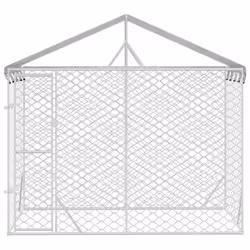 vidaXL Outdoor Dog Kennel Dog House Pet Crate with Roof Silver Galvanised Steel