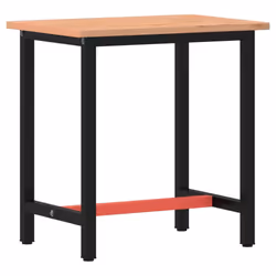 vidaXL Workbench Wooden Work Table Work Bench Tool Solid Wood Beech and Metal - 80 x 55 x 81.5 cm