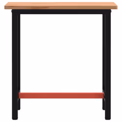 vidaXL Workbench Wooden Work Table Work Bench Tool Solid Wood Beech and Metal - 80 x 55 x 81.5 cm