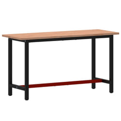 vidaXL Workbench Wooden Work Table Work Bench Tool Solid Wood Beech and Metal - 150 x 55 x 81.5 cm