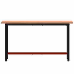vidaXL Workbench Wooden Work Table Work Bench Tool Solid Wood Beech and Metal - 150 x 55 x 81.5 cm
