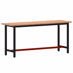 vidaXL Workbench Wooden Work Table Work Bench Tool Solid Wood Beech and Metal - 180 x 55 x 81.5 cm