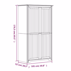 vidaXL Wardrobe Closet Clothes Storage Organiser Room Armoire Solid Wood Pine - white, 101 x 52 x 176.5 cm - Additional view 7