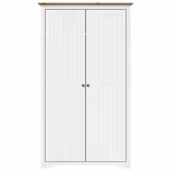 vidaXL Wardrobe Closet Clothes Storage BODO White and Brown Solid Wood Pine