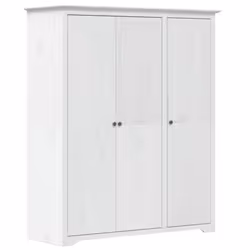 vidaXL Wardrobe Closet Clothes Storage Organiser Room Armoire Solid Wood Pine - white, 151.5 x 52 x 176.5 cm