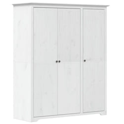 vidaXL Wardrobe Closet Clothes Storage Organiser Room Armoire Solid Wood Pine - white, 151.5 x 52 x 176.5 cm