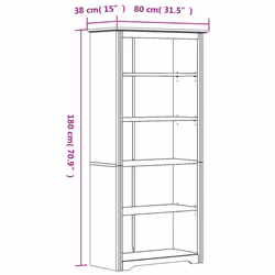 vidaXL Bookcase Bookshelf Sideboard Cabinet BODO White Solid Wood Pine 5-Tier - Additional view 5