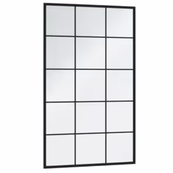 vidaXL Wall Mirror Hallway Makeup Mirror Hanging Mirror Black Rectangle Iron - 100 x 60 cm/ 6 pcs - Additional view 2