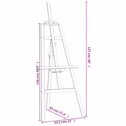 vidaXL Easel St& Wooden Artist Easel Floor Studio Easel Black Solid Wood Pine - Additional view 7