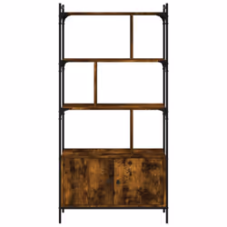 vidaXL Bookcase with Doors Book Shelf Storage Shelf Organiser Engineered Wood - smoked oak, 76.5 x 30 x 154.5 cm - Additional view 4