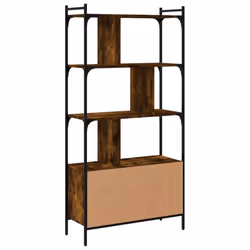 vidaXL Bookcase with Doors Book Shelf Storage Shelf Organiser Engineered Wood - smoked oak, 76.5 x 30 x 154.5 cm - Additional view 6