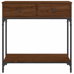 vidaXL Console Table Side End Table Couch Sofa Table Black Engineered Wood - brown oak, 75 x 34.5 x 75 cm - Additional view 5