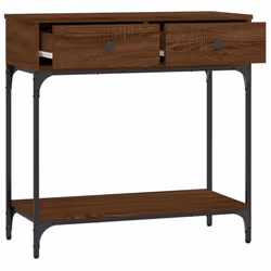 vidaXL Console Table Side End Table Couch Sofa Table Black Engineered Wood - brown oak, 75 x 34.5 x 75 cm - Additional view 7